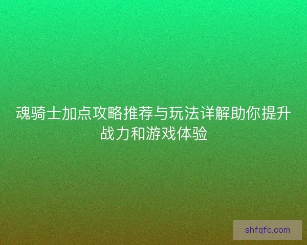 魂骑士加点攻略推荐与玩法详解助你提升战力和游戏体验